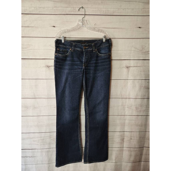 Silver Womens Suki Boot Cut Jeans Blue Pockets Dark Wash Mid Rise Denim 32X34 - Picture 1 of 7